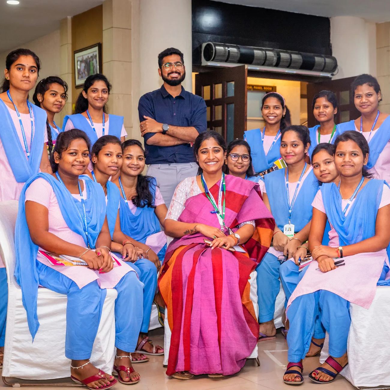 Kadiri Raghu Vamsi with women in Marpu Foundation skill development cohort