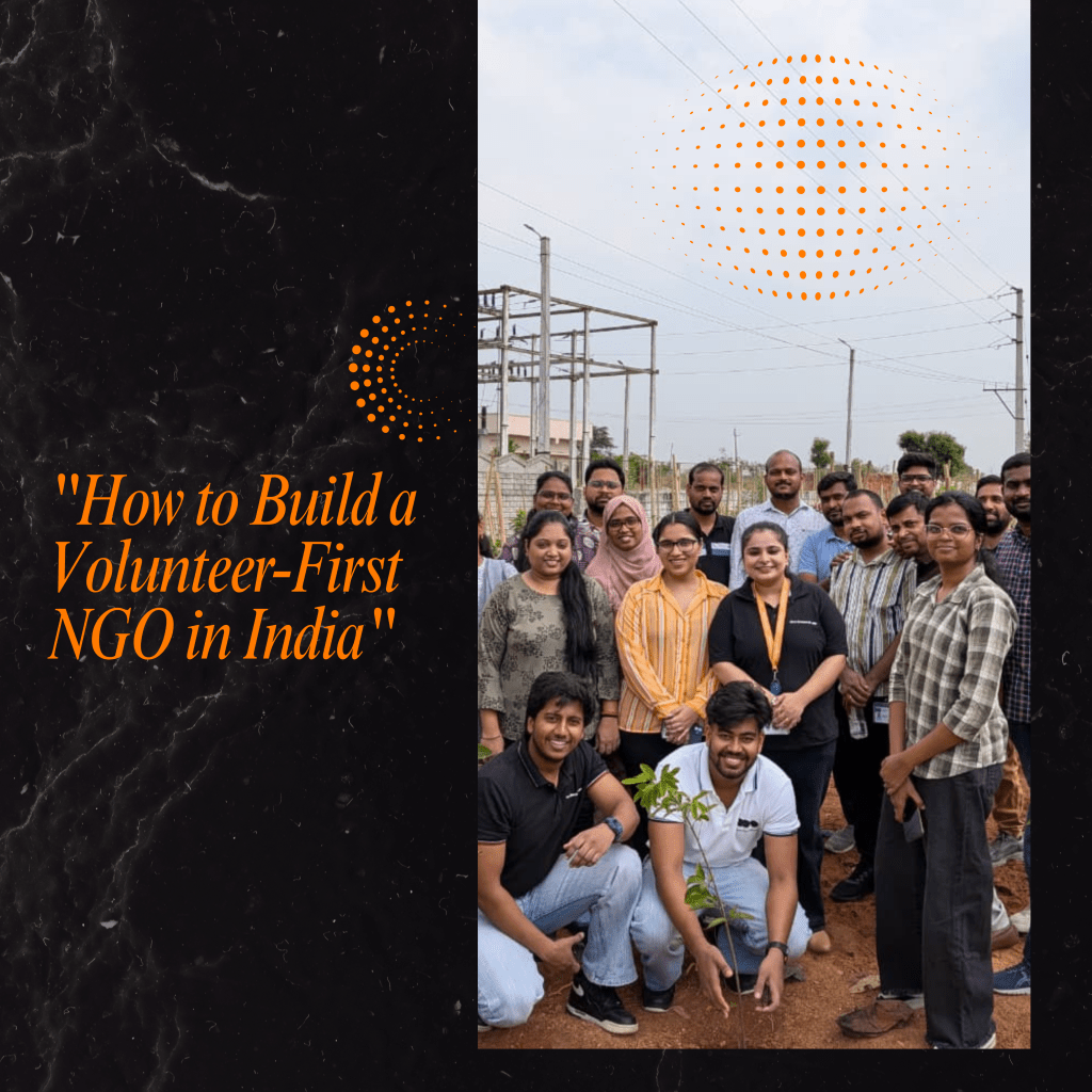 Group of volunteers participating in a community programme, representing the volunteer-first NGO model in India where volunteers form the core architecture of the organisation